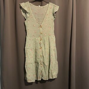 Mine Light Green Floral Dress